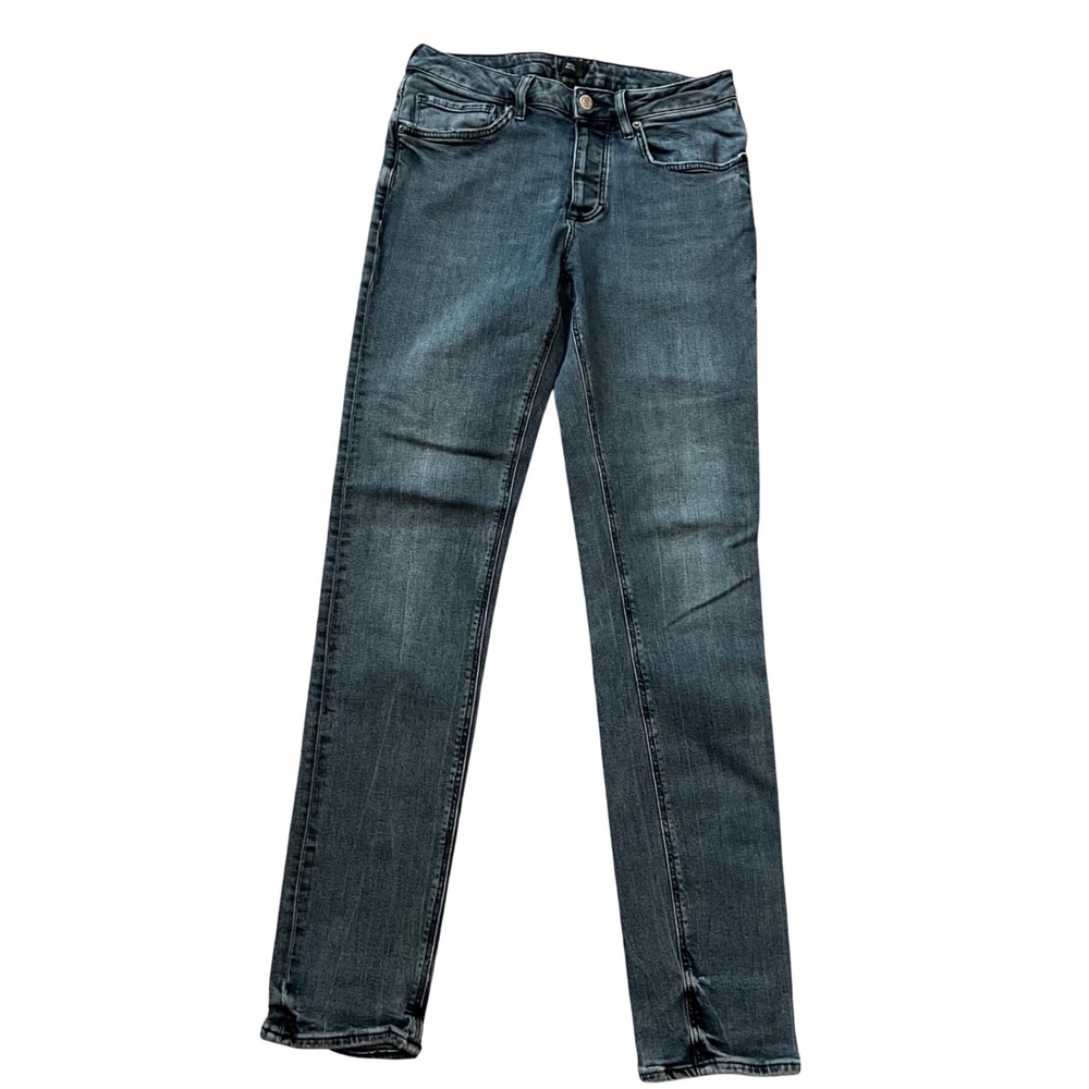 River Island Mens Skinny Jeans Dark Wash faded black gray Denim Pants 32x34